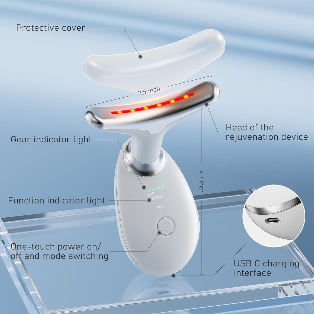 7-Mode Neck & Face Lifting Beauty Massager – Facial Tightening, Wrinkle Care & Skin Firming Device